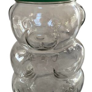 Kraft Peanut Butter Bear Jar Vintage - 80's  Green Lid with Bow-Tie